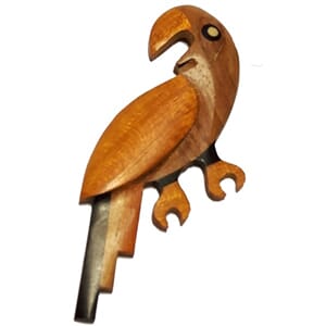 Brosje med papegøyemotiv