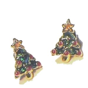 Ørestuds med emalje med juletremotiv
