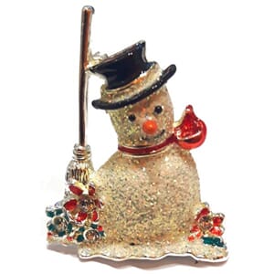 Brosje med snømannmotiv