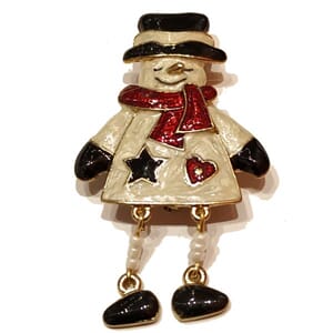 Brosje med snømannmotiv