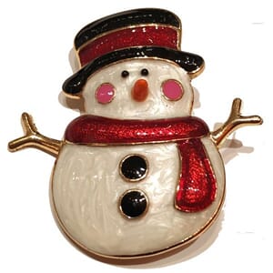 Brosje med snømann-motiv