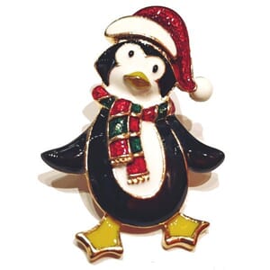 Brosje med pingvin-motiv