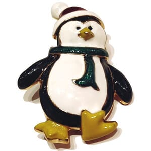 Brosje med pingvin-motiv