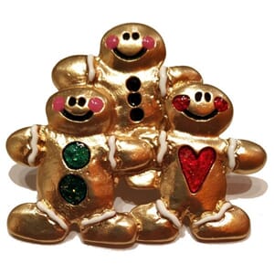 Brosje med pepperkake-motiv