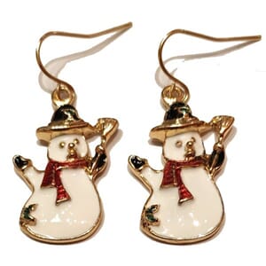 Øredobber med snømann-motiv