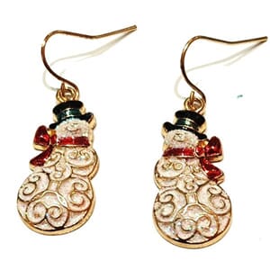 Øredobber med snømann-motiv