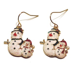 Øredobber med snømann-motiv
