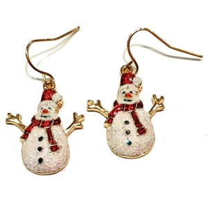Øredobber med snømann-motiv
