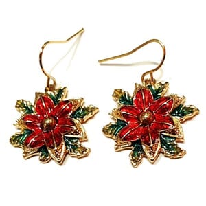 Øredobber med juleblomst-motiv