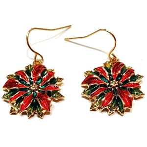 Øredobber med juleblomst-motiv