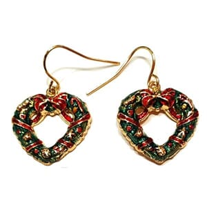 Øredobber med julekrans-motiv