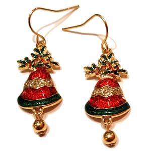Øredobber med julebjelle-motiv