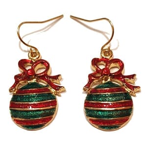 Øredobber med julekule-motiv