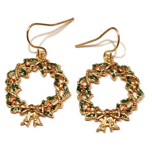 Øredobber med julekrans-motiv