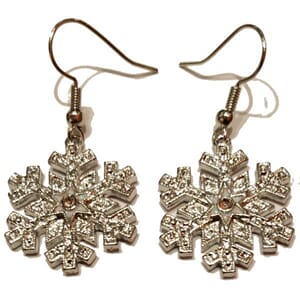 Øredobber med snøkrystall-motiv