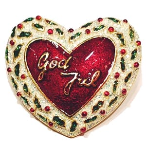 Brosje med hjertemotiv