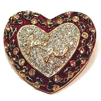 Brosje med hjertemotiv