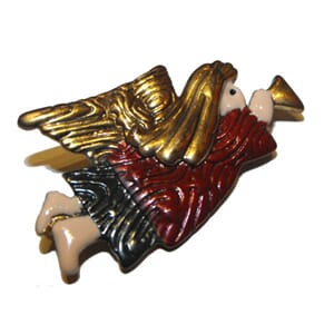 Brosje med englemotiv