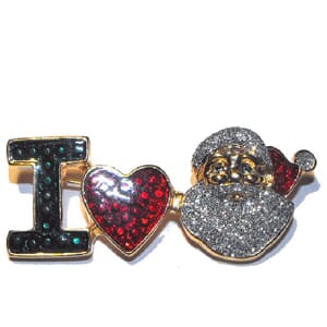 Brosje med "I love Santa" motiv