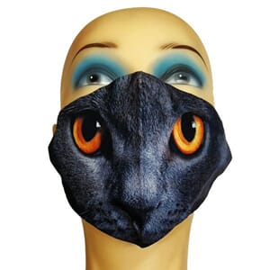 Munnbind med katte-motiv