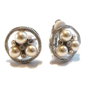 Øreclips med kunstperler og Swarovski krystaller