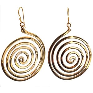 Øredobber i bronse med spiralmotiv