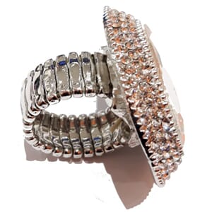 Flex-ring med fasettert glass-sten og strass