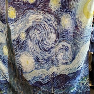 Sjal med van Gogh motiv i viskose/ull