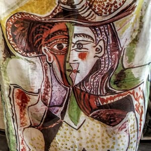 Sjal med Picasso motiv i viskose/bomull