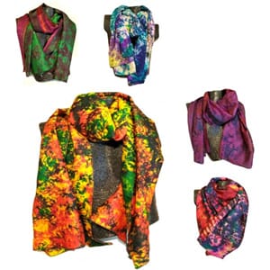 Silkesjal i knytebatikk