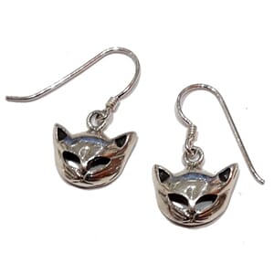 Øredobber i sølv med kattemotiv