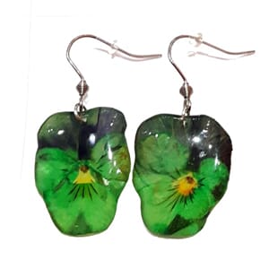 Øredobber med ekte stemorsblomst