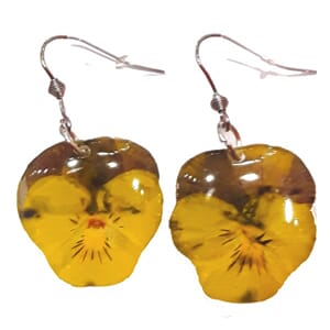 Øredobber med ekte stemorsblomst