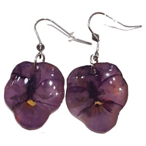 Øredobber med ekte stemorsblomst