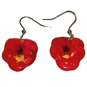 Øredobber med ekte stemorsblomst